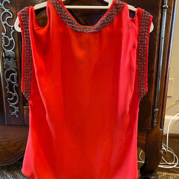 Parker red 100% silk blouse with beaded detail - Picture 3 of 9